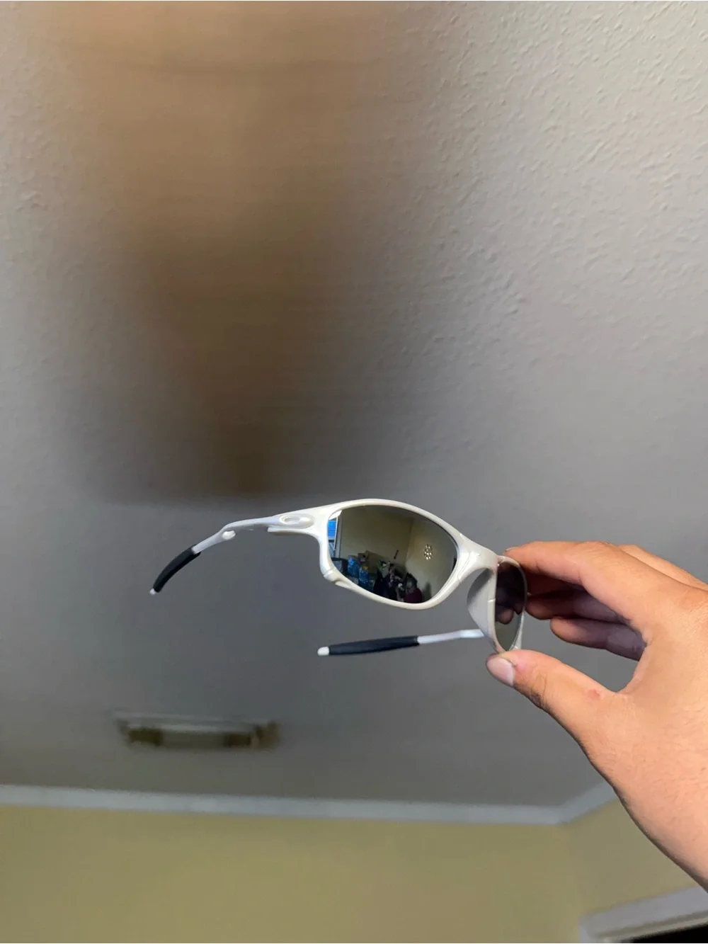 Oakley White Frame Mirrored Lens Sunglasses